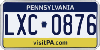 PA license plate LXC0876