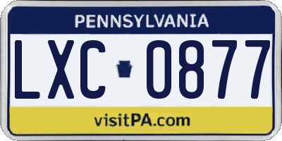 PA license plate LXC0877