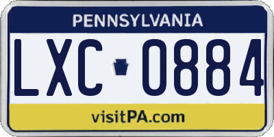 PA license plate LXC0884