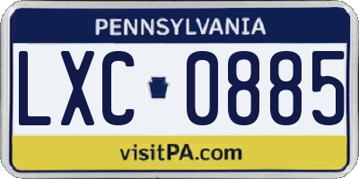 PA license plate LXC0885