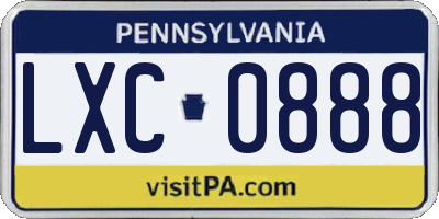 PA license plate LXC0888