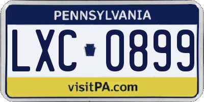 PA license plate LXC0899