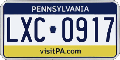 PA license plate LXC0917