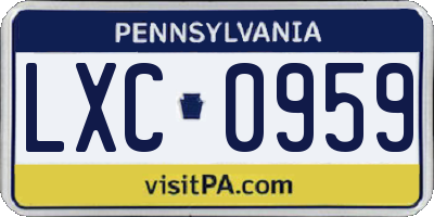 PA license plate LXC0959