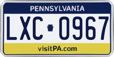 PA license plate LXC0967