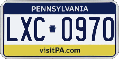PA license plate LXC0970