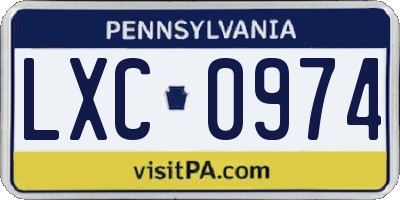 PA license plate LXC0974