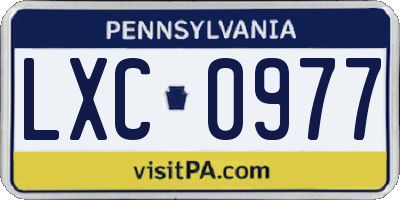 PA license plate LXC0977