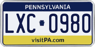 PA license plate LXC0980