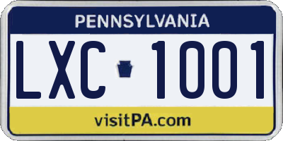 PA license plate LXC1001