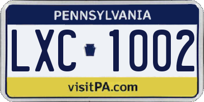 PA license plate LXC1002