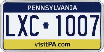 PA license plate LXC1007