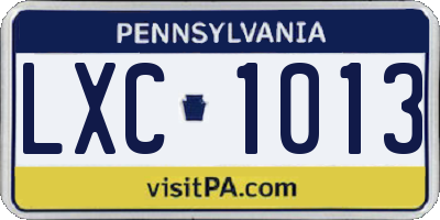 PA license plate LXC1013