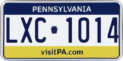 PA license plate LXC1014