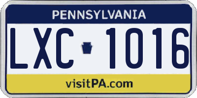 PA license plate LXC1016