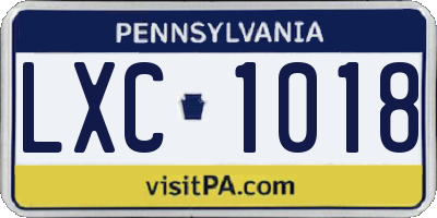 PA license plate LXC1018