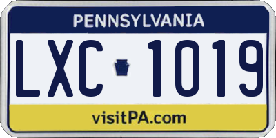 PA license plate LXC1019