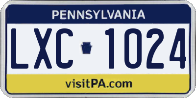 PA license plate LXC1024