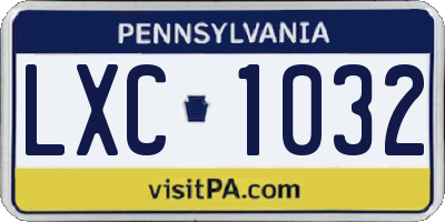 PA license plate LXC1032