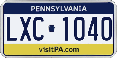 PA license plate LXC1040