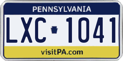 PA license plate LXC1041