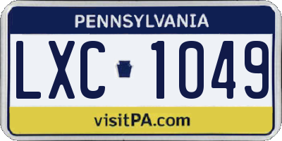 PA license plate LXC1049