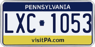 PA license plate LXC1053