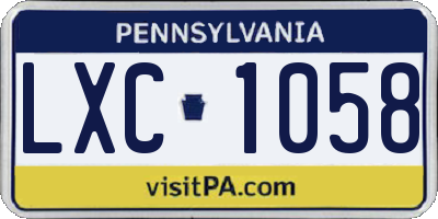 PA license plate LXC1058