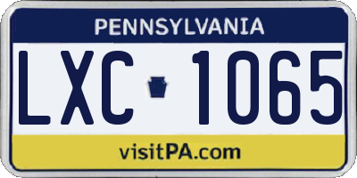 PA license plate LXC1065