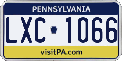 PA license plate LXC1066