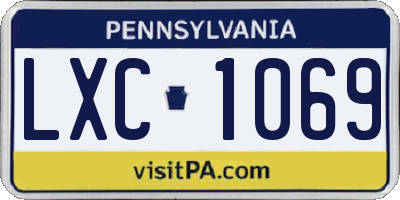 PA license plate LXC1069