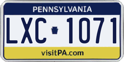 PA license plate LXC1071