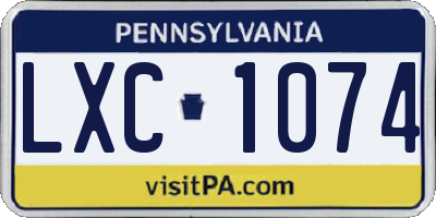 PA license plate LXC1074