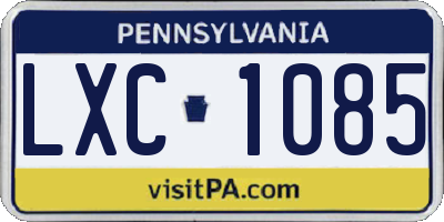 PA license plate LXC1085