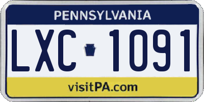 PA license plate LXC1091