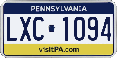 PA license plate LXC1094