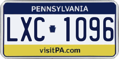 PA license plate LXC1096
