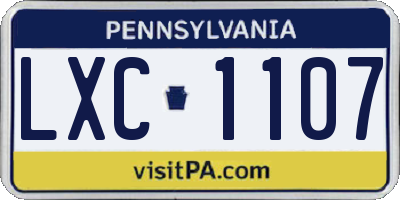 PA license plate LXC1107