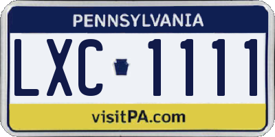 PA license plate LXC1111