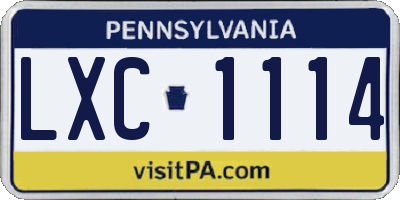 PA license plate LXC1114