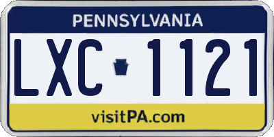 PA license plate LXC1121