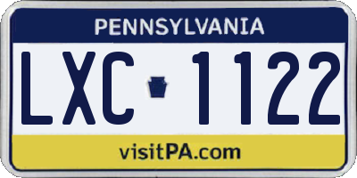 PA license plate LXC1122