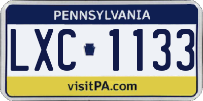 PA license plate LXC1133
