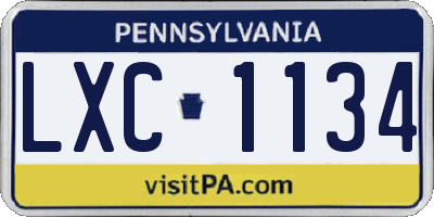 PA license plate LXC1134