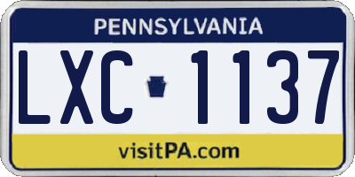 PA license plate LXC1137