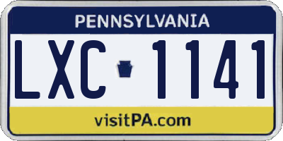 PA license plate LXC1141