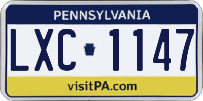 PA license plate LXC1147
