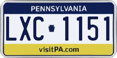 PA license plate LXC1151