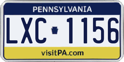 PA license plate LXC1156