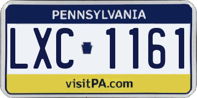 PA license plate LXC1161